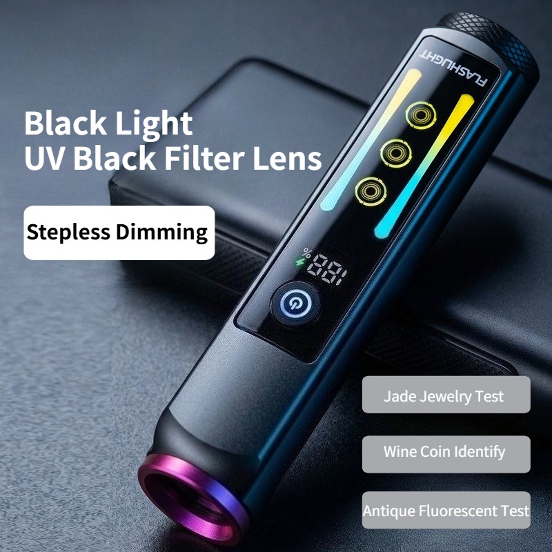 Tactical Flashlight Rechargeable - 365nm High Power Rechargeable Digital Display