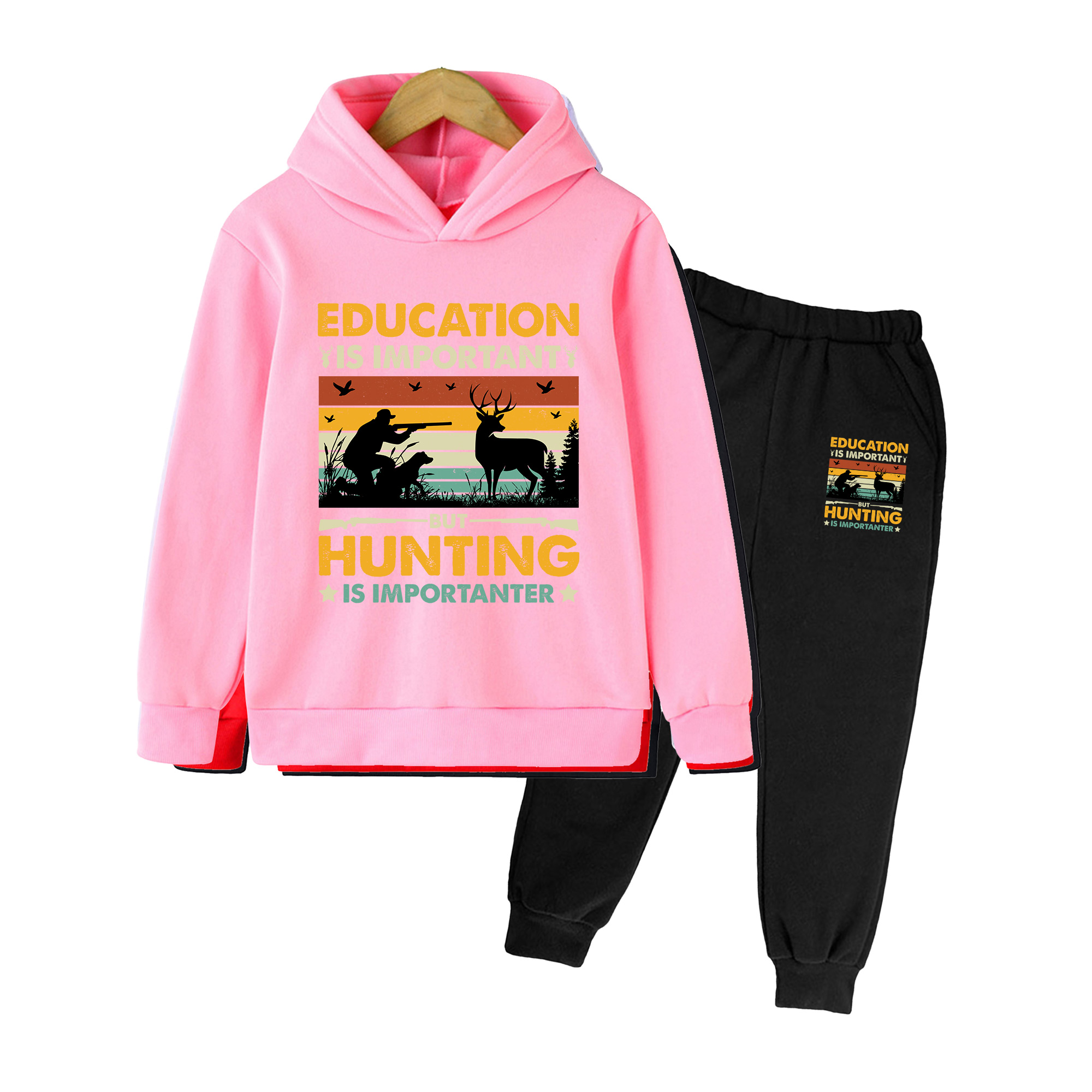 Outdoor Hunting Hoodie - Kids Hoodie & Sweatpants Set, Vintage