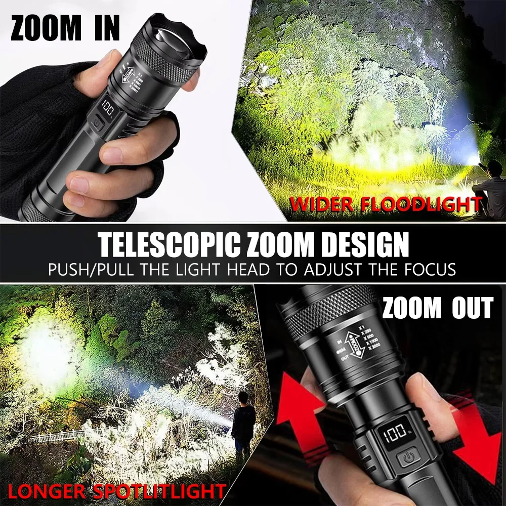 100000LM Super Bright Flashlig - Tactical Flashlight Rechargeable recension och pris