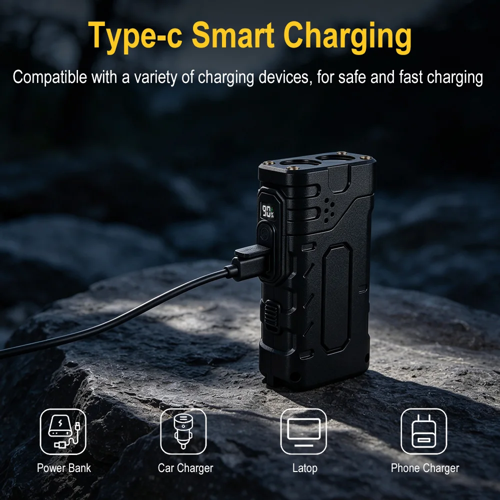 BORUIiT Hand Crank EDC LED Fla - Tactical Flashlight Rechargeable recension och pris