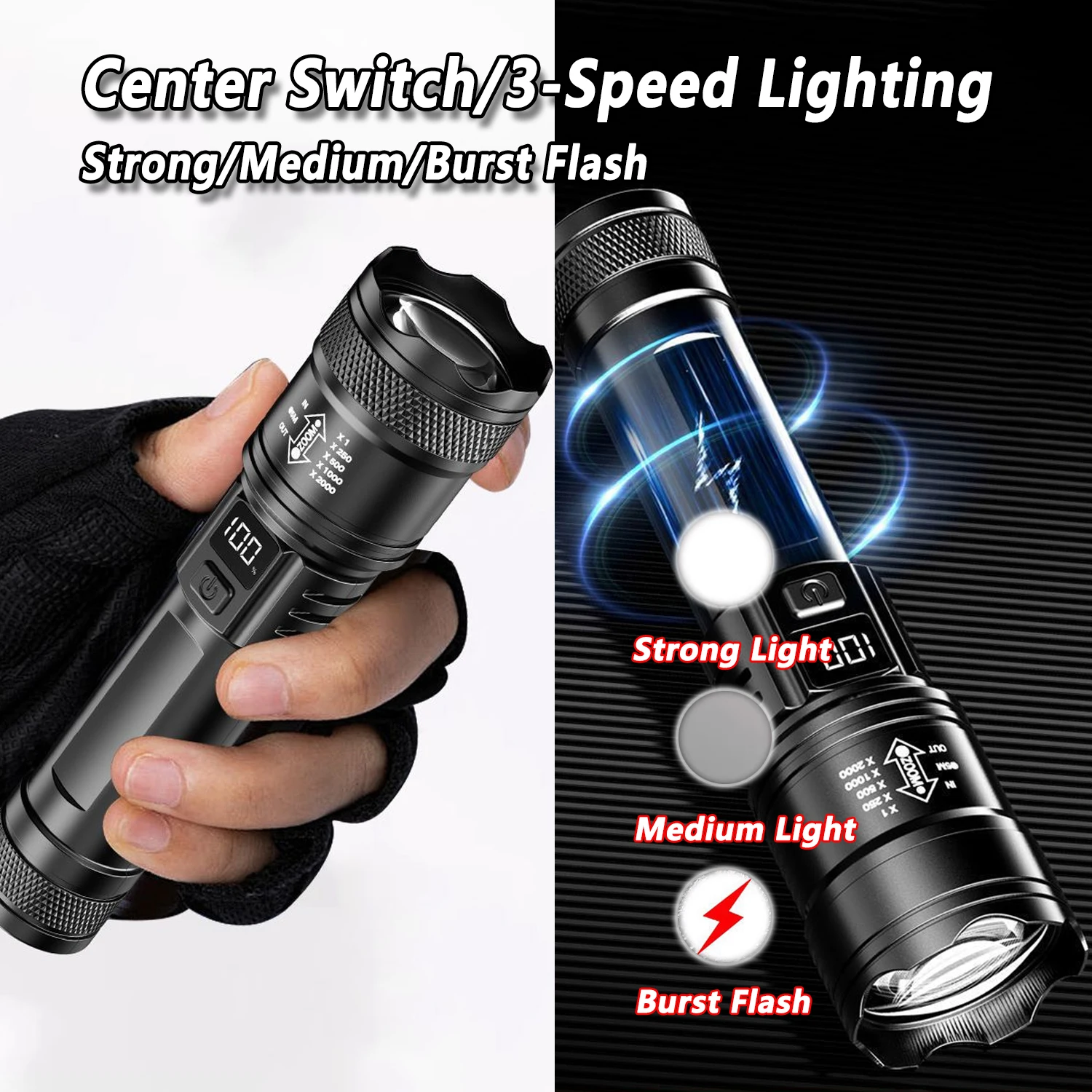 Ultra Bright LED Flashlight 20 - Tactical Flashlight Rechargeable recension och pris