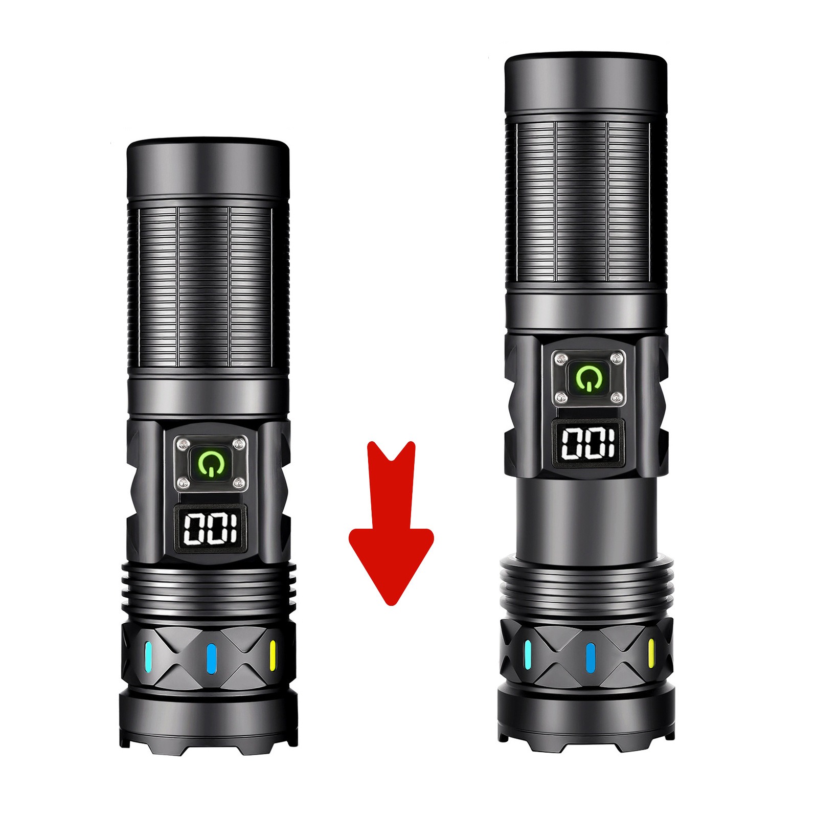 High Power LED Flashlight Tele - Tactical Flashlight Rechargeable recension och pris