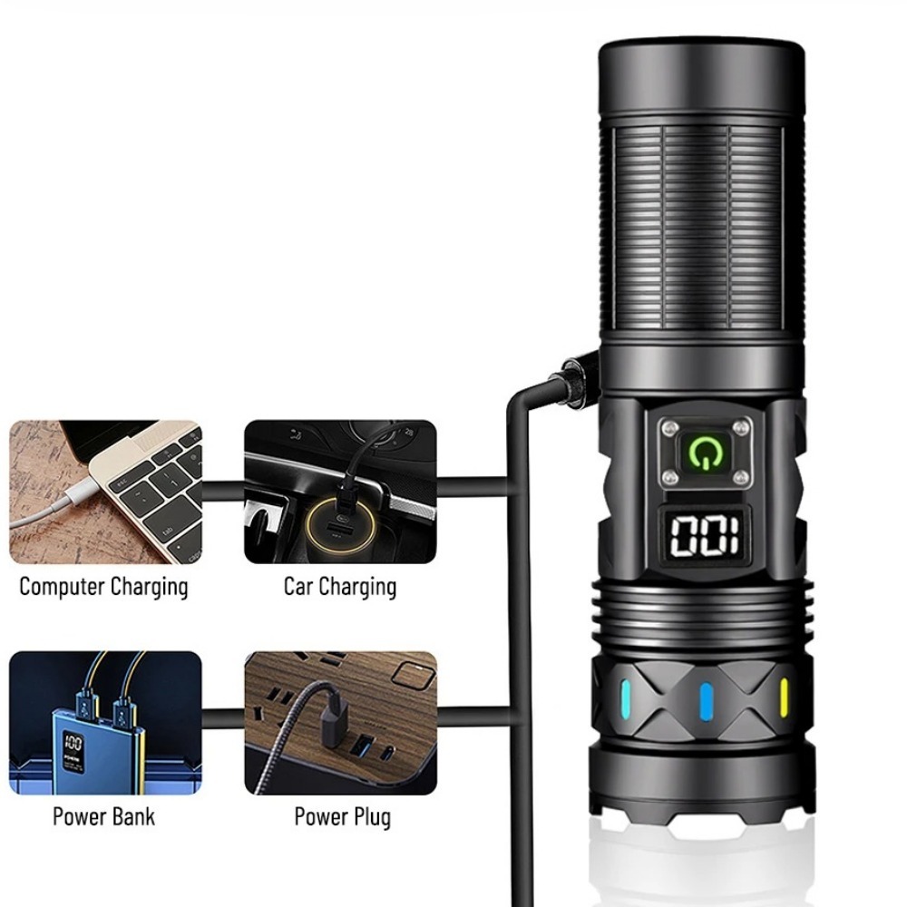 High Power LED Flashlight Tele - Tactical Flashlight Rechargeable recension och pris