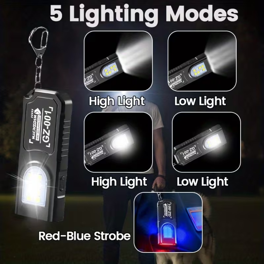 Mini COB LED Keychain Flashlig - Tactical Flashlight Rechargeable recension och pris